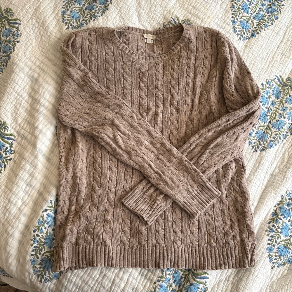 Talbots beige XL cableknit sweater 100% cotton